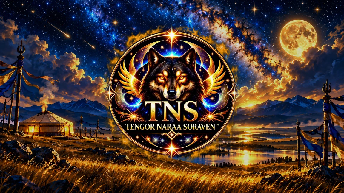 Goldener Fenrir in einer mystischen Sternensteppe